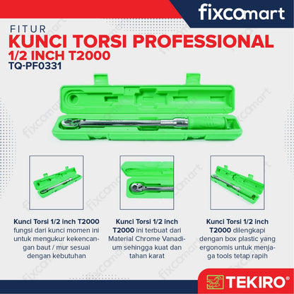 Tekiro Kunci Torsi Profesional 1/2 Inch 50-225 N.M (T2000) / Tekiro Kunci Momen / Kunci Torque