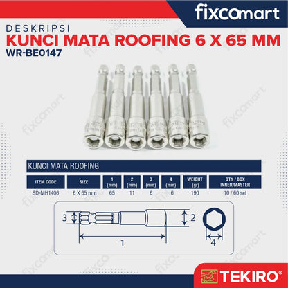 Tekiro Magnetic Hex Nut 6 X 65 mm / Kunci Roofing