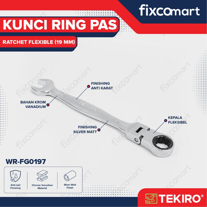 Tekiro Kunci Ring Pas Ratchet Flexibel 19 mm
