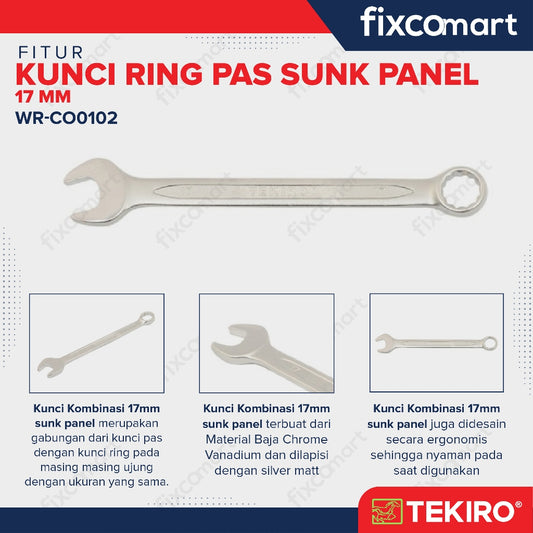 Tekiro Combination Wrench 17 mm Sunk Panel