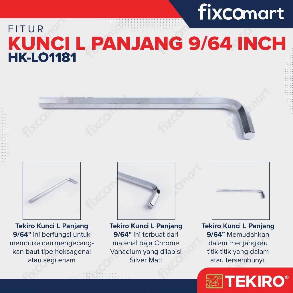 Tekiro Kunci L Panjang 9/64 inch / Hex Key Long