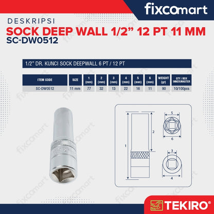 Tekiro Mata Sock Deep Wall 1/2 Inch 12PT 11 mm
