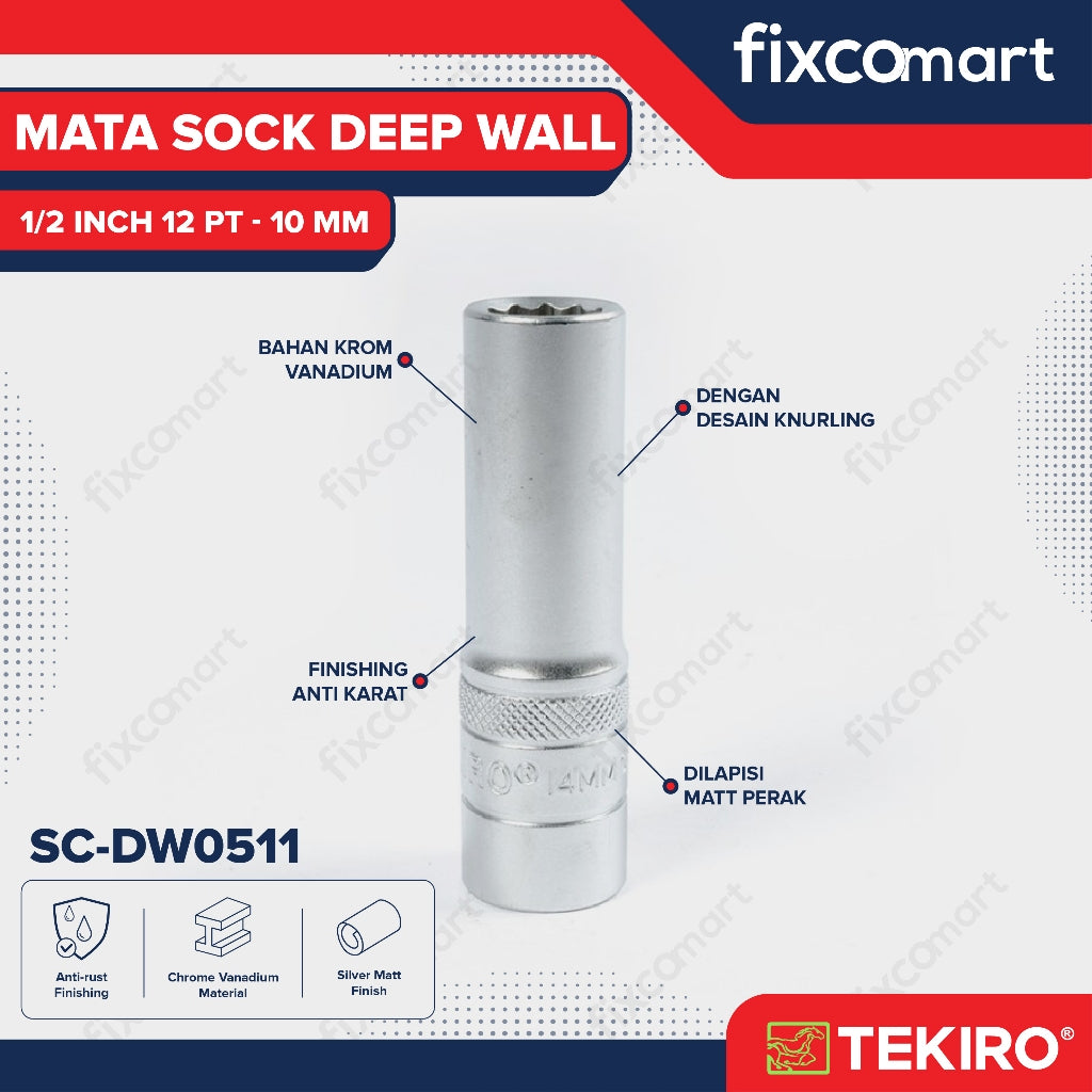 Tekiro Mata Sock Deep Waal 1/2 Inch 10 Mm 12Pt