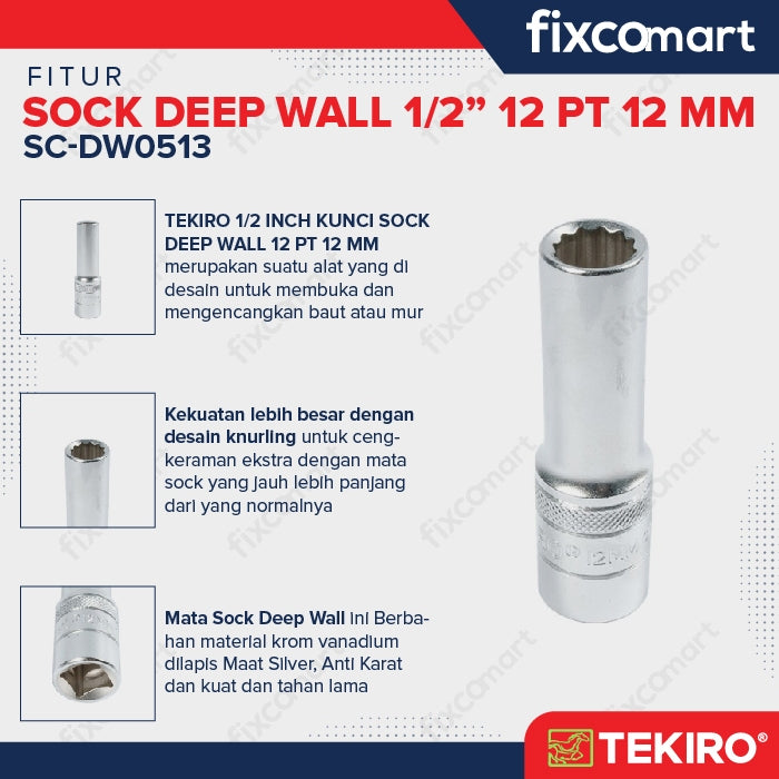 Tekiro Mata Sock Deep Wall 1/2 Inch 12PT 12 mm