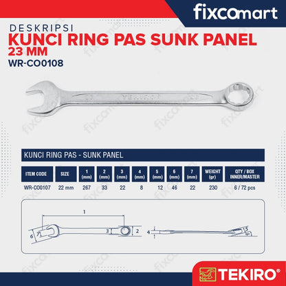 Tekiro Kunci Ring Pas 23 Mm Sunk Panel