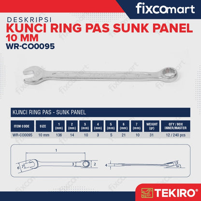 Tekiro Kunci Ring Pas 10 Mm Sunk Panel