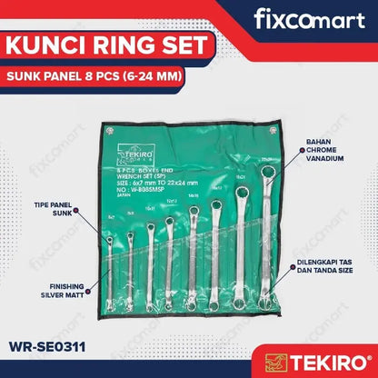 Tekiro Kunci Ring Set Sunk Panel 8 Pcs (6-24 Mm) / Tekiro Kunci Ring Sunk Panel FIXCOMART