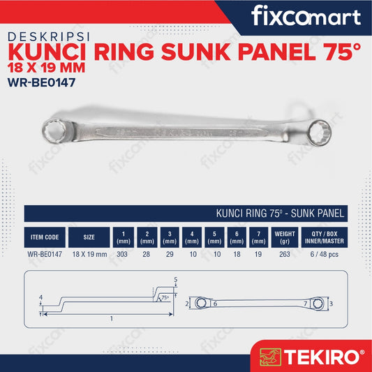 Tekiro Kunci Ring 18x19 Sunk Panel 75 Derajat
