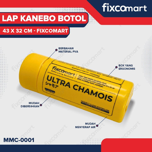 CHAMOIS Lap Kanebo Fixcomart Serbaguna 100% ORI / Kain Lap Jumbo 43 X 32 Cm