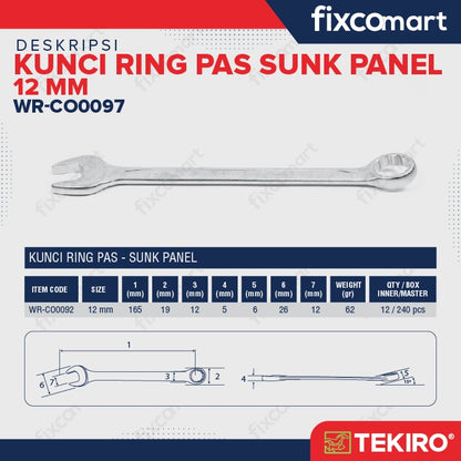 Tekiro Kunci Ring Pas 12 Mm Sunk Panel