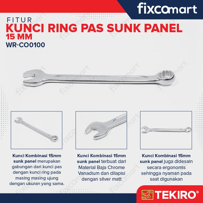 Tekiro Kunci Ring Pas Sunk Panel 15 mm