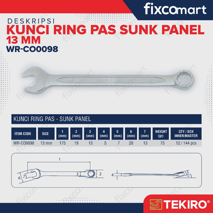 Tekiro Kunci Ring Pas Sunk Panel 13 mm - Combination Wrench