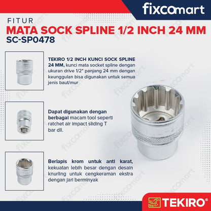 Tekiro Mata Sock Spline 1/2 Inch 24 mm / Tekiro Spline Socket