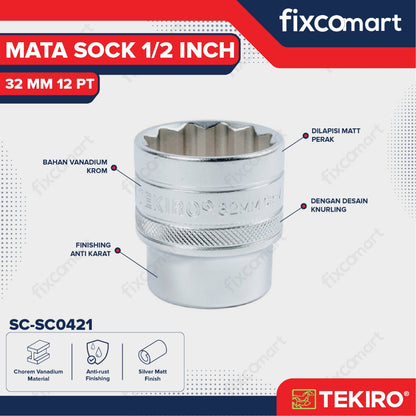Tekiro Socket 1/2 inch 32 mm 12 PT