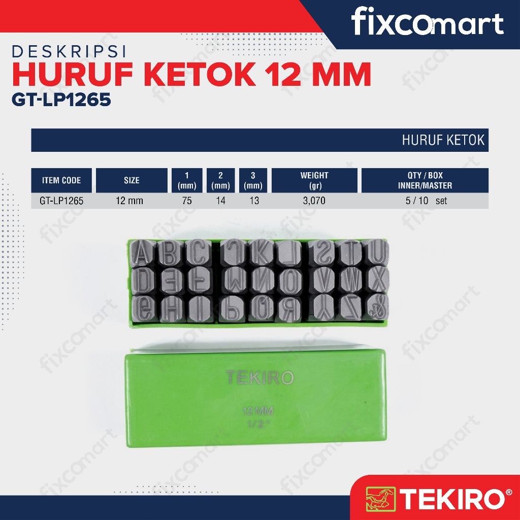 Huruf Ketok 12 mm / Ketok Huruf 12 mm / Letter Punch