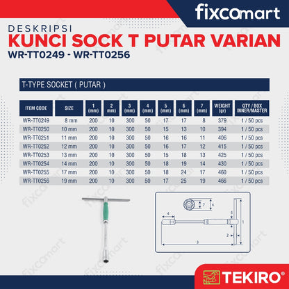 Tekiro Kunci Sock T Putar / T-Type Wrench Rotary - 17 MM