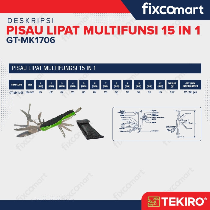 Tekiro Pisau Lipat Multifungsi 15 In 1