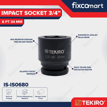 Tekiro Socket Impact 3/4 Inch 34 Mm 6 Pt / Mata Sock Impact