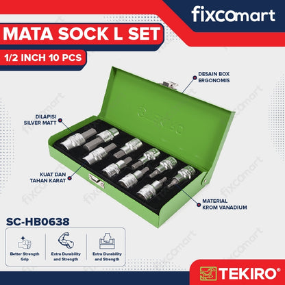 Tekiro Mata Sock L Set 1/2 Inch 10 Pcs / Tekiro Hex Bit Socket Set