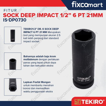 Tekiro deep impact socket 1/2 inch 6 PT 21 mm / mata sock