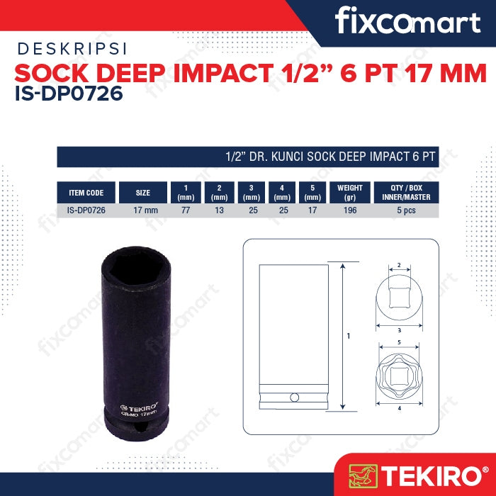 Tekiro Mata Sock Deep Impact 1/2 Inch 17 Mm 6Pt