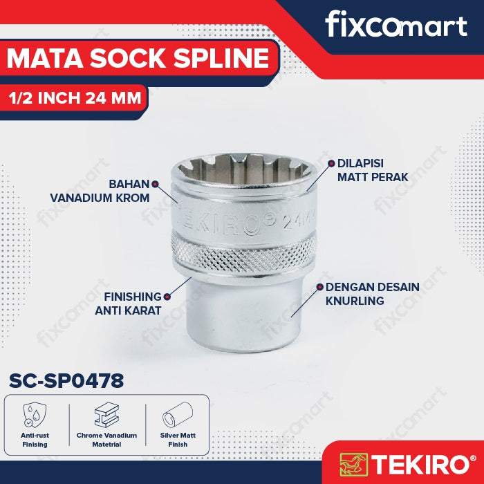 Tekiro Mata Sock Spline 1/2 Inch 24 mm / Tekiro Spline Socket