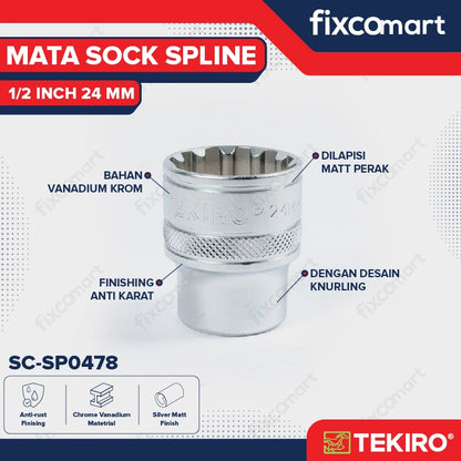 Tekiro Mata Sock Spline 1/2 Inch 24 mm / Tekiro Spline Socket