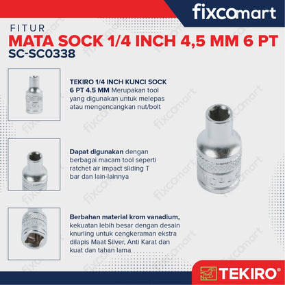 Tekiro Mata Sock 1/4 Inch 4,5 Mm 6 Pt