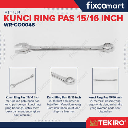 Tekiro Kunci Ring Pas 15/16 Inch / Tekiro Combination Wrench