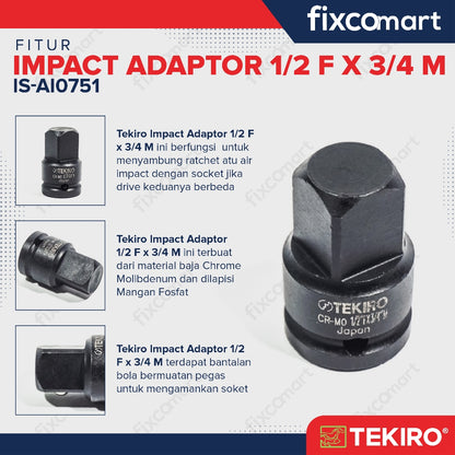 Tekiro Adaptor Impact 1/2 F X 3/4 M / Tekiro Sambungan Mata Sock Impact
