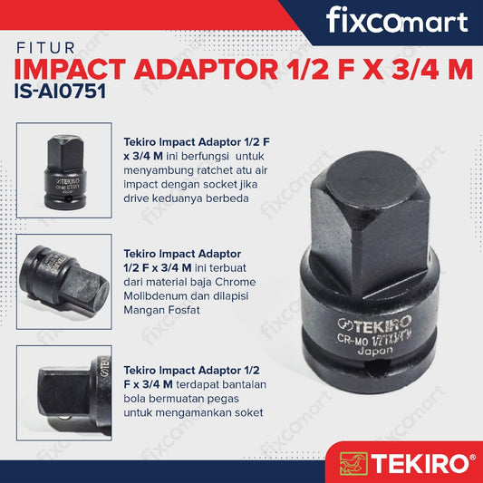 Tekiro Adaptor Impact 1/2 F X 3/4 M / Tekiro Sambungan Mata Sock Impact