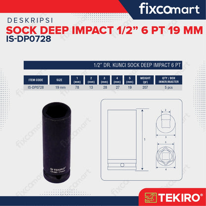Tekiro Mata Sock Deep Impact 1/2 Inch 19 Mm 6Pt