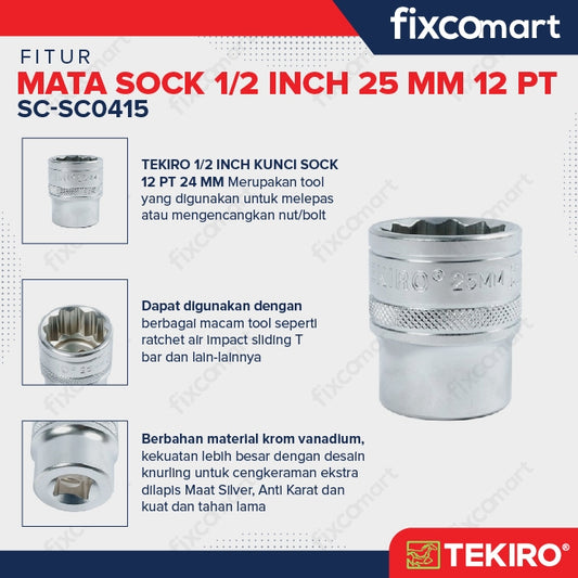 Tekiro Socket 1/2 inch 25 mm 12 PT