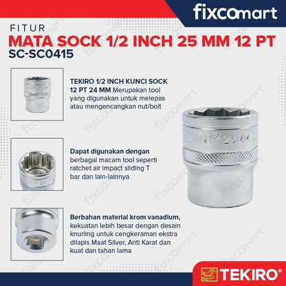 Tekiro Socket 1/2 inch 25 mm 12 PT