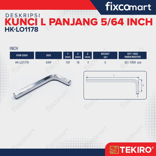 Tekiro Kunci L Panjang 5/64 inch / Hex Key Long