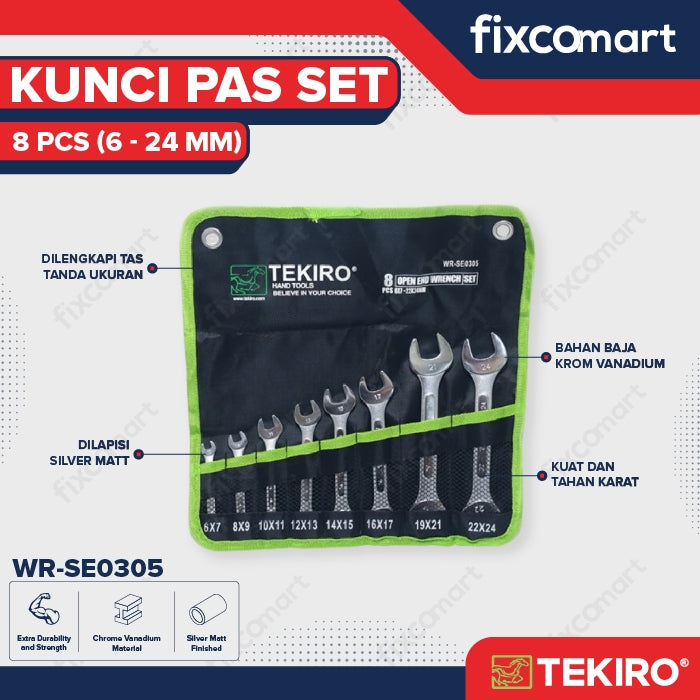 Tekiro Kunci Pas Set 8 Pcs (6-24 Mm) / Tekiro Open End Wrench
