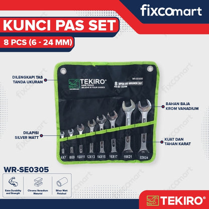 Tekiro Kunci Pas Set 8 Pcs (6-24 Mm) / Tekiro Open End Wrench