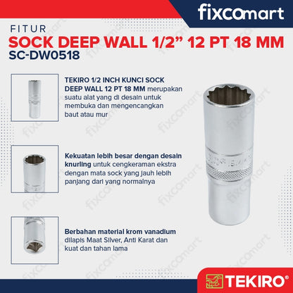 Tekiro Mata Sock Deep Wall 1/2 Inch 12PT 18 mm