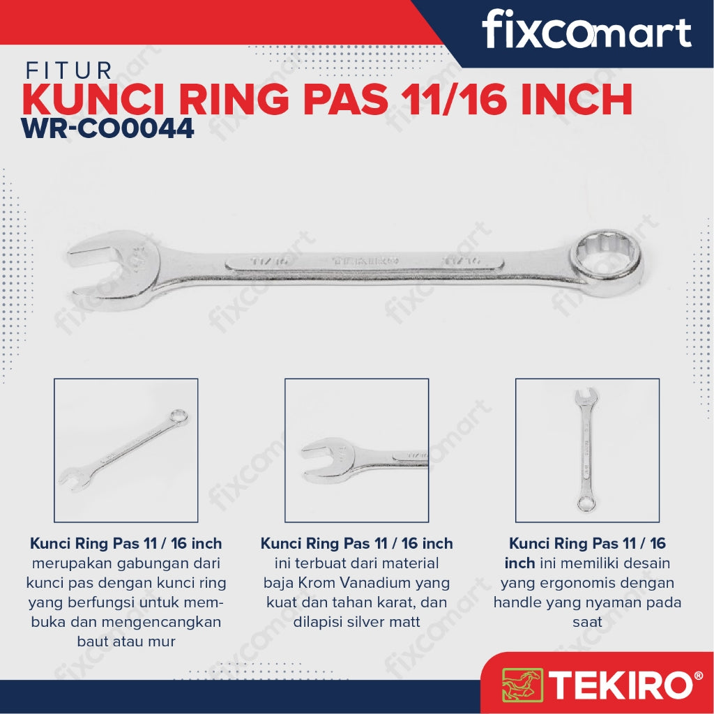 Tekiro Kunci Ring Pas 11/16 Inch
