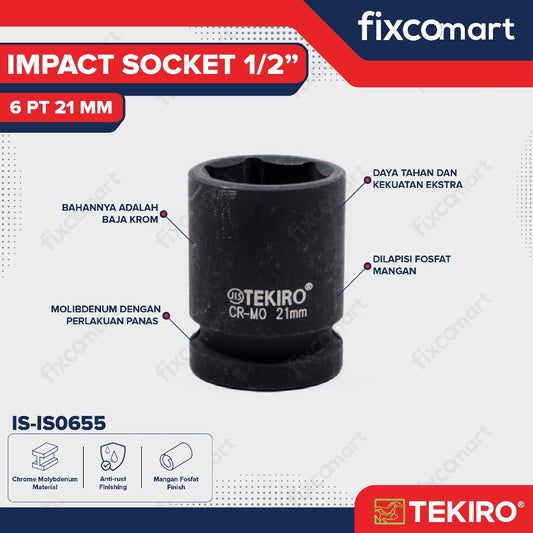 Tekiro Mata Sock Impact 1/2 Inch 21 Mm 6 Pt / Tekiro Socket Impact