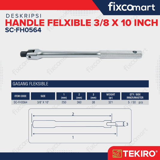 Ratchet Handle Flexible 3/8X10 Inch / Gagang Flexible