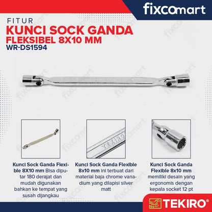 Tekiro Kunci Sock Ganda Flexible 8X10 mm / Double Swivel