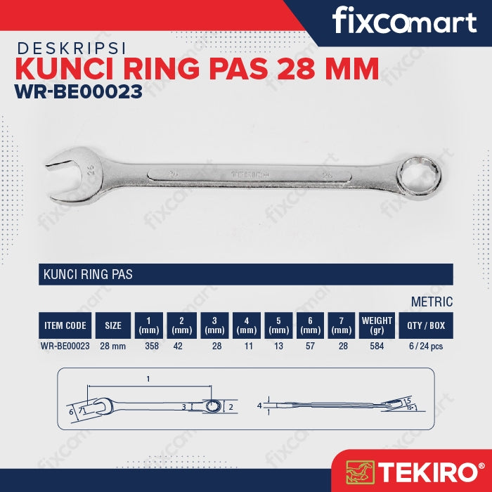 Tekiro Combination Wrench / Kunci Ring Pas 28 Mm
