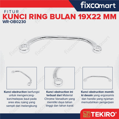 Tekiro Obstruction Wrench / Kunci Ring Bulan 19X22 mm