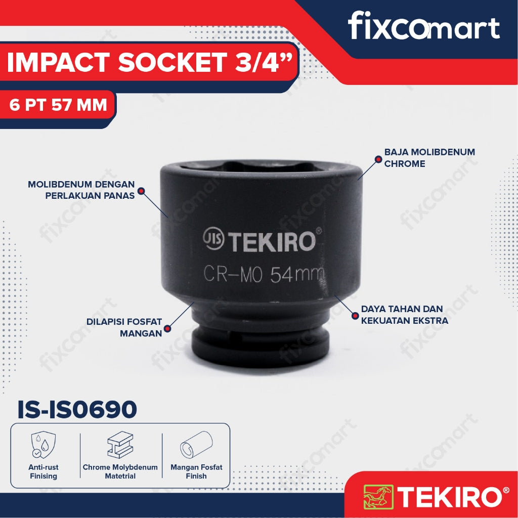 Tekiro Socket Impact 3/4 Inch 57 Mm 6 Pt / Mata Sock Impact