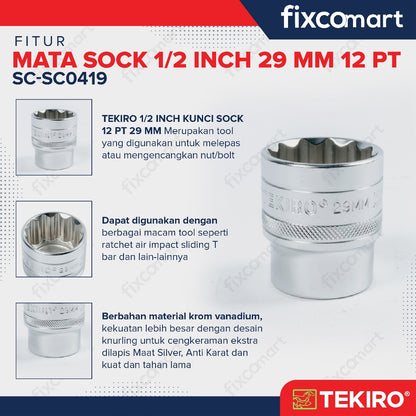 Tekiro Socket 1/2 inch 29 mm 12 PT