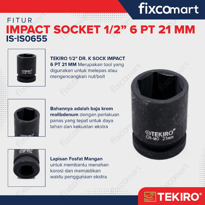 Tekiro Mata Sock Impact 1/2 Inch 21 Mm 6 Pt / Tekiro Socket Impact