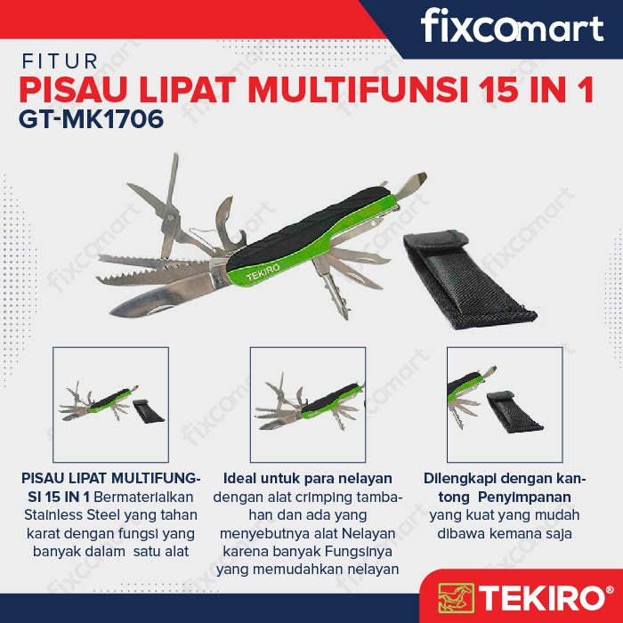Tekiro Pisau Lipat Multifungsi 15 In 1