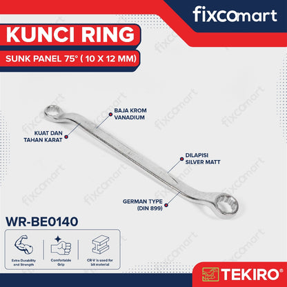 TEKIRO Kunci Ring 75 Derajat - Sunk Panel - 10x12 mm