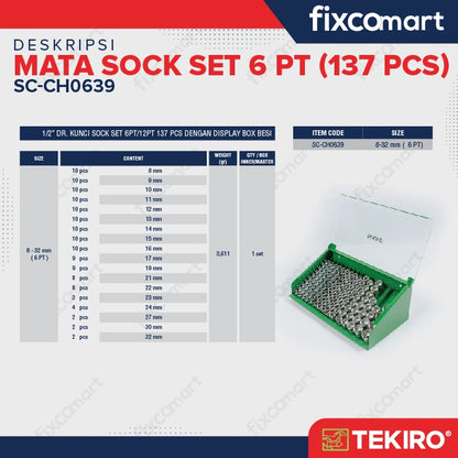 Tekiro Socket Chest 8-32 mm 6PT - 12PT / Tekiro Mata Sock Set 6PT - 12PT